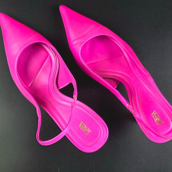 Zara Neon Pink Slingback Heels – Size 39 – 2.5" Heels - Picture 10 of 11